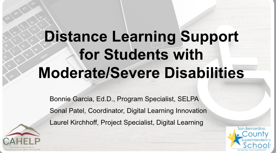 Distance Learning Support for Students with Moderate/Severe Disabilities